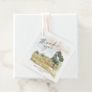 Watercolor Landscape Thank You Sage Green ID786 Favour Tags