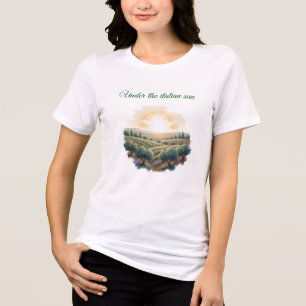 Watercolor Landscape Tuscany Italy Oliver Trees Tri-Blend Shirt