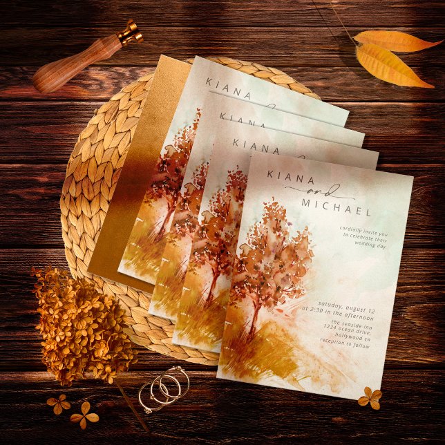 Watercolor Landscape Wedding Autumn Gold ID786 (Creator Uploaded)
