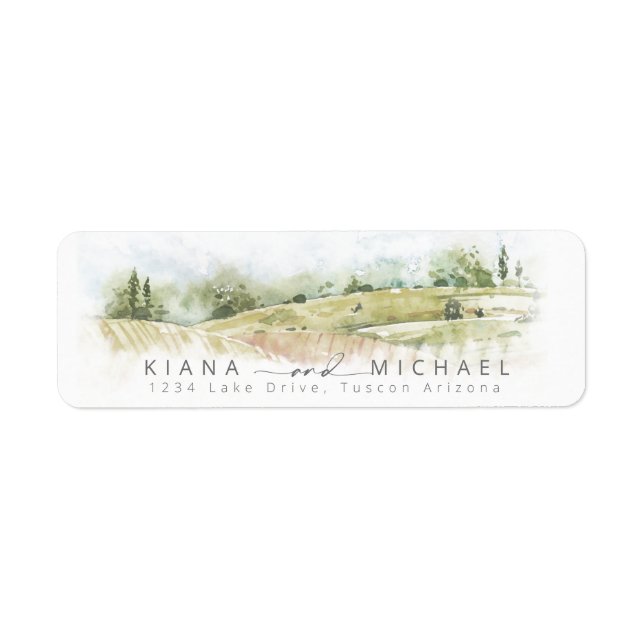 Watercolor Landscape Wedding Sage Green ID786 (Front)