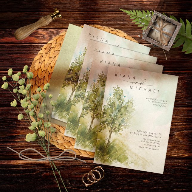 Watercolor Landscape Wedding Sage Green ID786 (Creator Uploaded)
