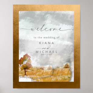 Watercolor Landscape Wedding Welcome Autumn ID786 Poster