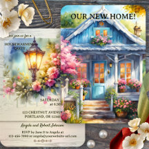 Watercolor Lantern Flowers Photo Housewarming 
