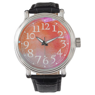 Watercolor Large Numbers Wrist Watch