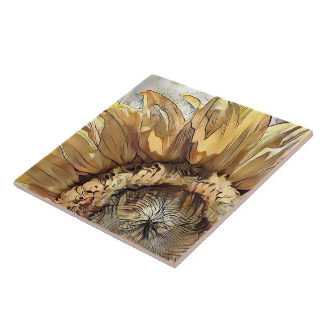 Watercolor Large Sunflower Elegant Collection Tile (Side)
