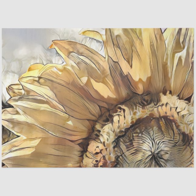 Watercolor Large Sunflower Elegant Collection Tissue Paper (Front)