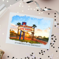Watercolor Las Vegas Sign Casino Theme Birthday