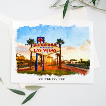 Watercolor Las Vegas Sign Wedding