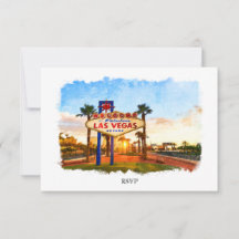 Watercolor Las Vegas Sign Wedding