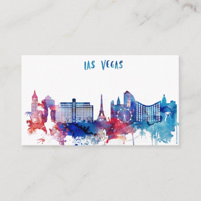 Watercolor Las Vegas Skyline Business Card (Front)