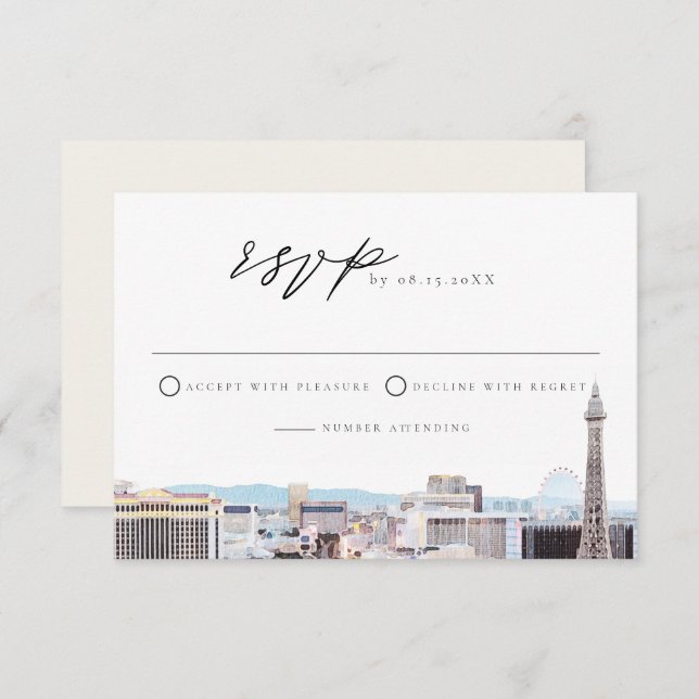 Watercolor Las Vegas Strip RSVP Card (Front/Back)