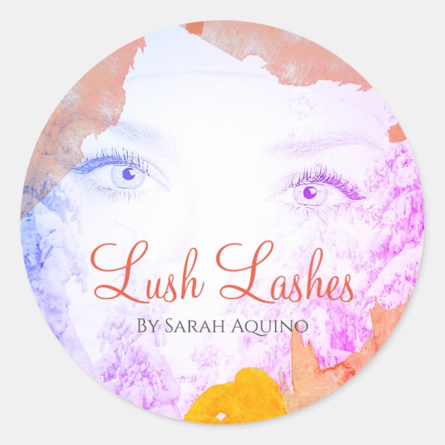Watercolor Lash Extensions Beauty Business Classic Round Sticker (Front)