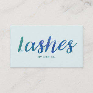 Watercolor Lash Technician Blue Green Business Card