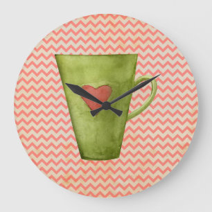 Watercolor Latte Mug Large Clock