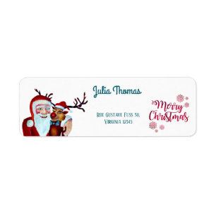 Watercolor Laughing Santa Claus Rudolf Smiling