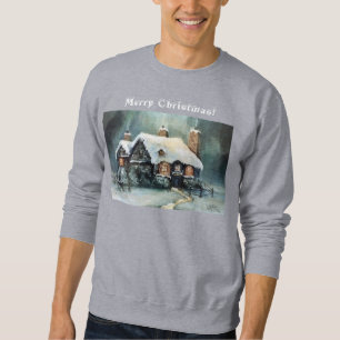 Watercolor Laughing Santa Claus Rudolf Smiling Sweatshirt