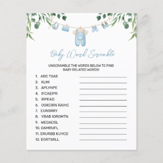 Watercolor Laundry Blue Word Scramble Game