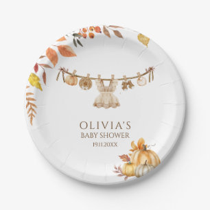 Watercolor Laundry Fall Boho Baby Shower Paper Plate