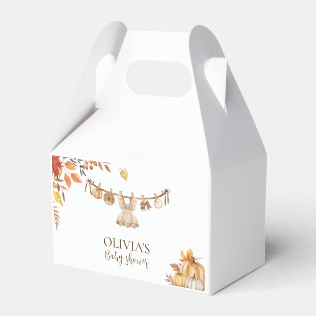 Watercolor Laundry Fall Boho Greenery Baby Shower Favour Box (Front Side)