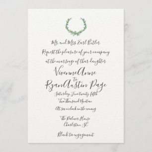 Watercolor Laurel Botanical Wedding Invitation