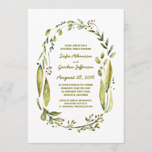 watercolor laurel rustic rehearsal dinner invitation
