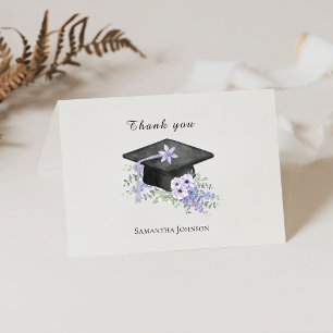 Watercolor Lavander Purple Floral Graduation Thank You Card