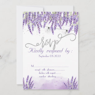 Watercolor Lavander String Lights Invitation
