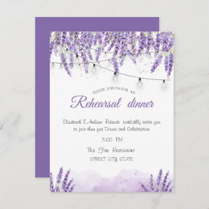 Watercolor Lavander String LightsRehearsal Dinner  Invitation