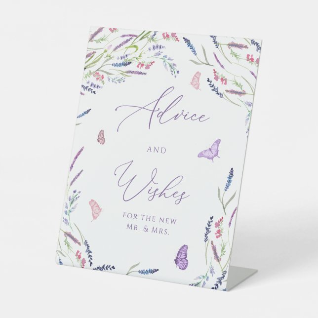 Watercolor Lavender Advice and Wishes Pedestal Sign (Front)