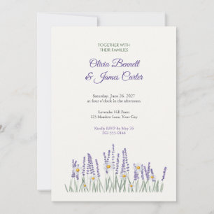 Watercolor Lavender and Chamomile Wedding Invite