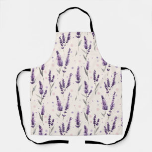 Watercolor lavender and dots design apron