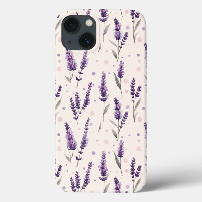 Watercolor lavender and dots design Case-Mate iPhone case (Back)