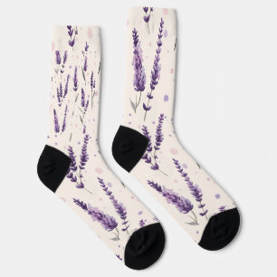 Watercolor lavender and dots design socks