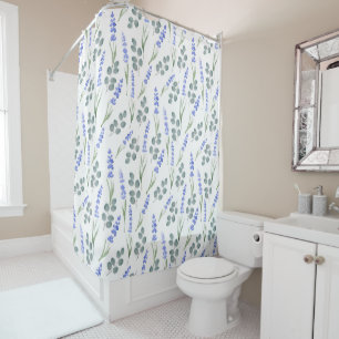 Watercolor Lavender and Eucalyptus Pattern Shower Curtain