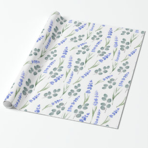 Watercolor Lavender and Eucalyptus Pattern Wrapping Paper