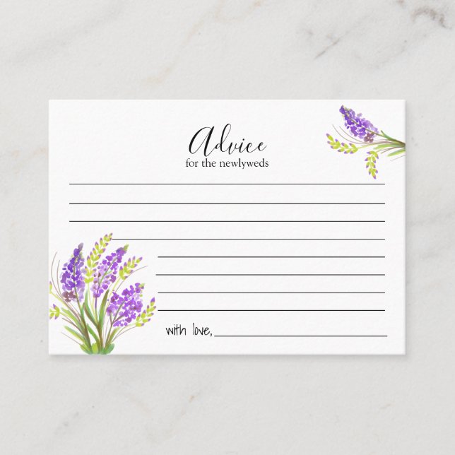 Watercolor Lavender and Green Florals Advice Card (Front)