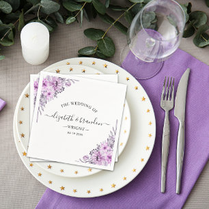 Watercolor Lavender and Violet Floral Wedding Part Napkin