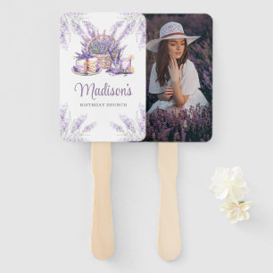 Watercolor Lavender Birthday Brunch Custom Photo Hand Fan
