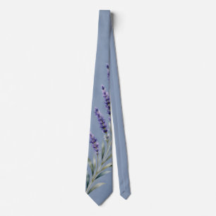Watercolor Lavender Blue Botanical Tie