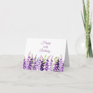 Watercolor Lavender Border Birthday Card