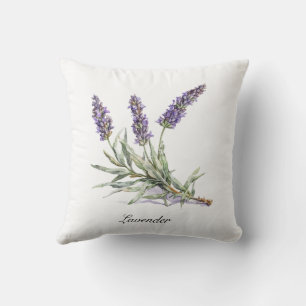 Watercolor Lavender Botanical Wellness Custom Cushion