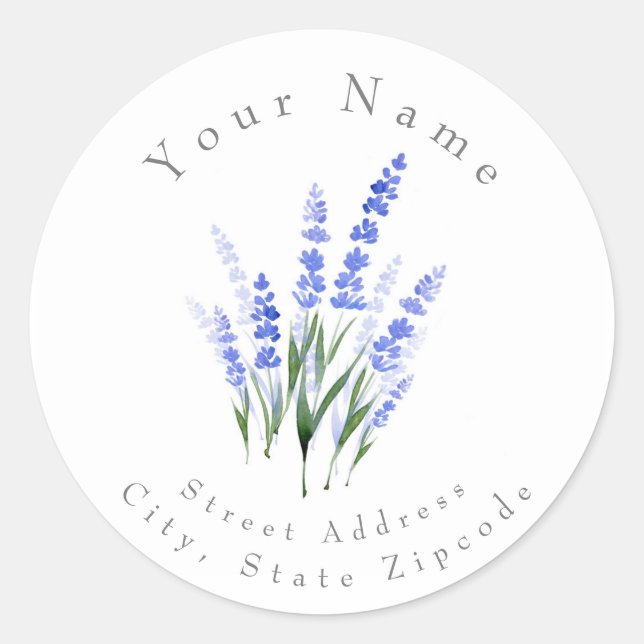 ' Watercolor Lavender Bouquet' Address Label (Front)