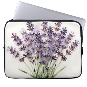 Watercolor Lavender Bouquet Floral Laptop Sleeve