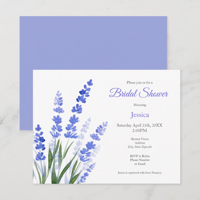 Watercolor Lavender Bouquet Invitation (Front/Back)
