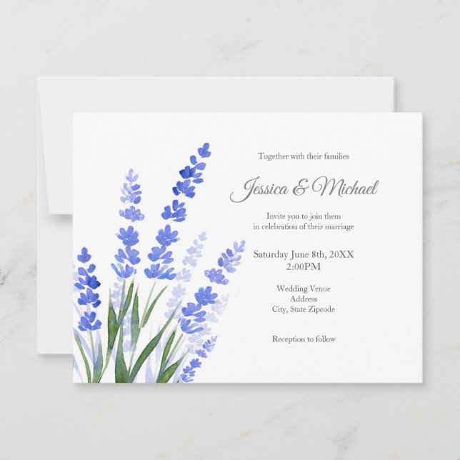 Watercolor Lavender Bouquet  Invitation (Front)
