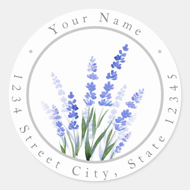 Watercolor Lavender Bouquet Labels (Front)