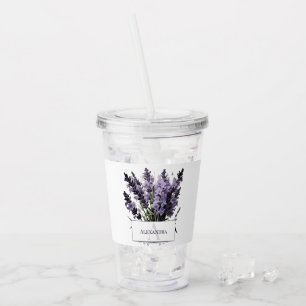 Watercolor Lavender Bouquet Personalised Acrylic Tumbler