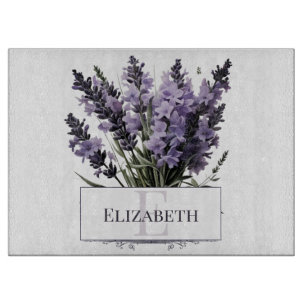 Watercolor Lavender Bouquet Personalised Cutting Board