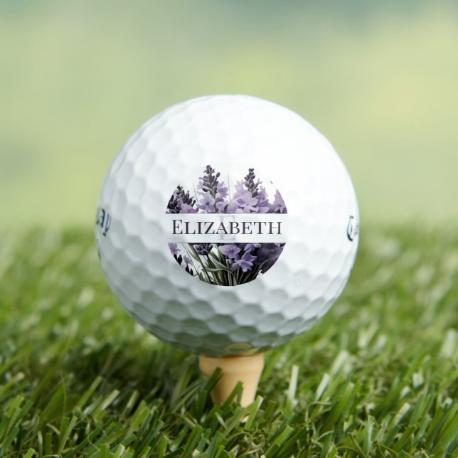 Watercolor Lavender Bouquet Personalised Golf Balls (Insitu Tee)
