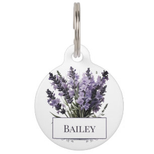 Watercolor Lavender Bouquet Personalised Pet Tag